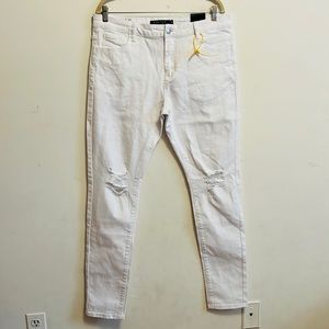 Karter White Skinny Distressed Ankle Jeans Womens 36